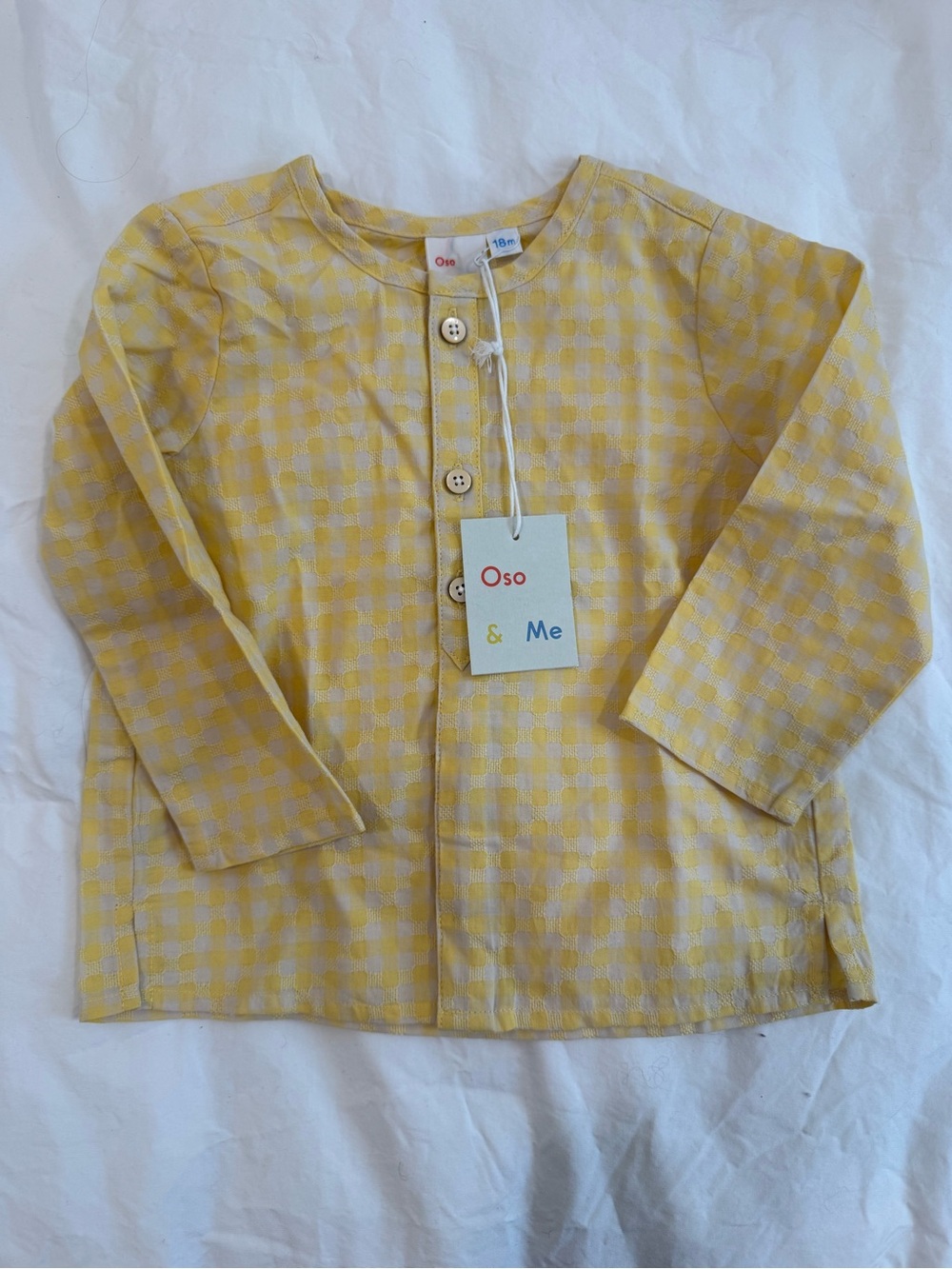 Oso & Me Yellow Gingham Button-Front Kids Shirt